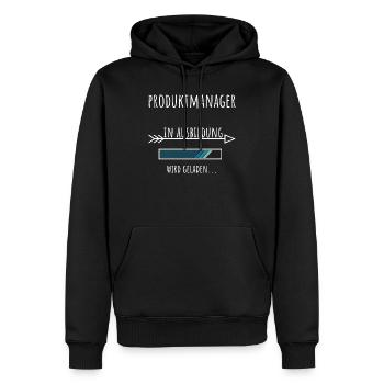 Chef de produit Études de gestion de produit Profession - Sweat à capuche Premium bio Homme - noir - Devant - Nico (187cm)