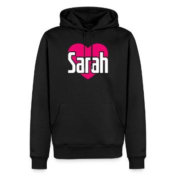 J’aime Sarah Pink Heart J’aime Sarah - Sweat à capuche Premium bio Homme - noir - Devant - Nico (187cm)
