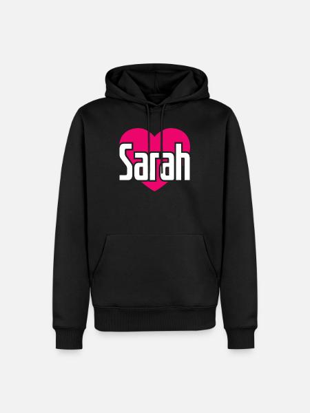 I Love Sarah Pinkes Herz Ich liebe Sarah - Männer Premium Bio Hoodie - Schwarz