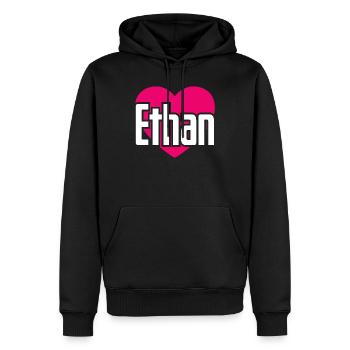 I Love Ethan Pinkes Herz Ich liebe Ethan - Männer Premium Bio Hoodie - Schwarz - Vorne - Nico (187cm)