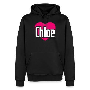 I Love Chloe Pinkes Herz Ich liebe Chloe - Männer Premium Bio Hoodie - Schwarz - Vorne - Nico (187cm)