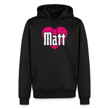 J’aime Matt Pink Heart J’aime Matt - Sweat à capuche Premium bio Homme - noir - Devant - Nico (187cm)