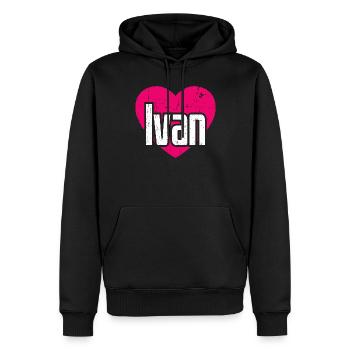 I Love Ivan Pinkes Herz Ich liebe Ivan - Männer Premium Bio Hoodie - Schwarz - Vorne - Nico (187cm)
