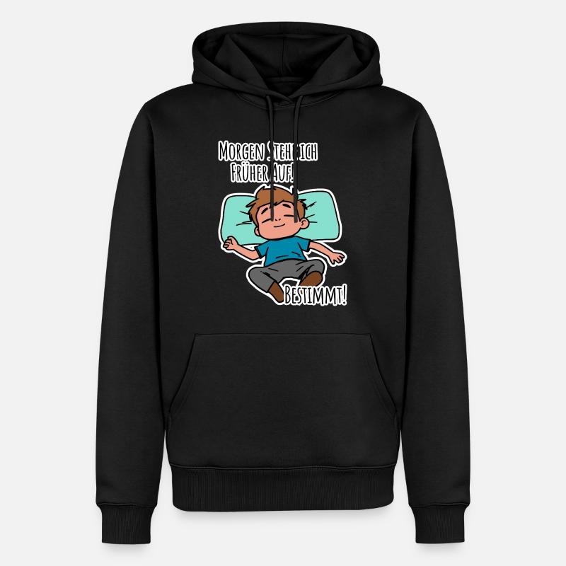 Morgenmuffel? Früh aufstehen oder faulenzen? - Männer Premium Bio Hoodie - Schwarz