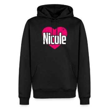 I Love Nicole Pinkes Herz Ich liebe Nicole - Männer Premium Bio Hoodie - Schwarz - Vorne - Nico (187cm)