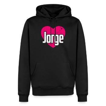 I Love Jorge Pinkes Herz Ich liebe Jorge - Männer Premium Bio Hoodie - Schwarz - Vorne - Nico (187cm)