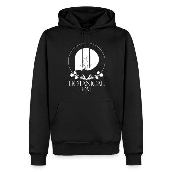 Chat Botanique Minimaliste - Sweat à capuche Premium bio Homme - noir - Devant - Nico (187cm)