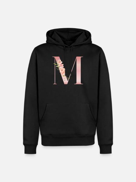 M pastellrosa Blumen - Männer Premium Bio Hoodie - Schwarz