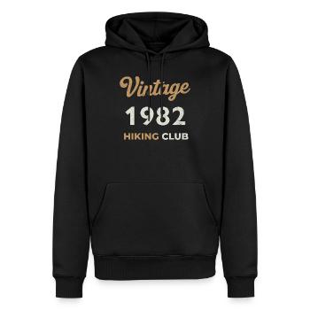 Millésime 1982 – Année de naissance rétro du Yachting Club - Sweat à capuche Premium bio Homme - noir - Devant - Nico (187cm)