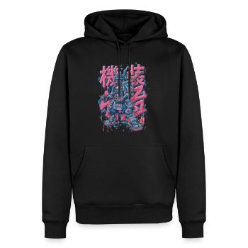 Samurai Mech – Anime Manga Roboter Motiv - Männer Premium Bio Hoodie - Schwarz - Vorne - Nico (187cm)