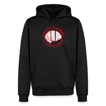 Cognitive Dissonance Is A Hell Of A Drug Spruch - Männer Premium Bio Hoodie - Schwarz - Vorne - Nico (187cm)