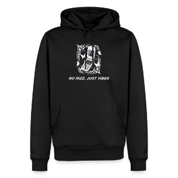 Pas de rizz, juste un téléphone portable vibrateur Y2K - Sweat à capuche Premium bio Homme - noir - Devant - Nico (187cm)