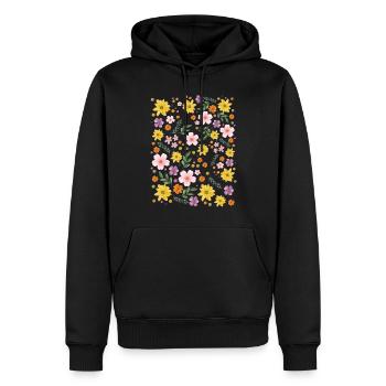 Watercolor Floral Magic Pattern - Men’s Premium Organic Hoodie - black - Front - Nico (187cm)