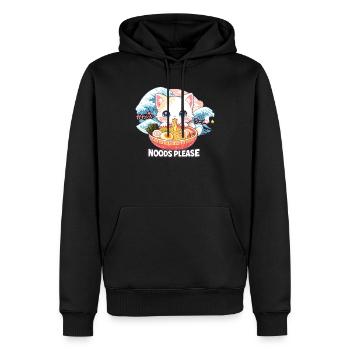 Kawaii Neko Ramen Chat Nouilles Anime - Sweat à capuche Premium bio Homme - noir - Devant - Nico (187cm)