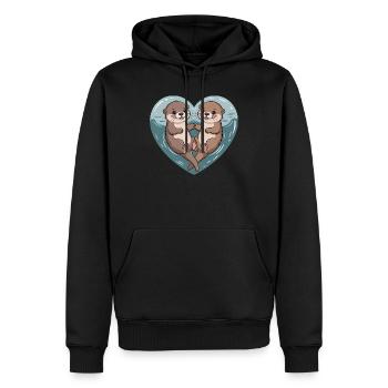 Couple de loutres câlins Couple de loutres mignons - Sweat à capuche Premium bio Homme - noir - Devant - Nico (187cm)