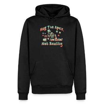 Umarme den Apex, nicht die Realität - Männer Premium Bio Hoodie - Schwarz - Vorne - Nico (187cm)