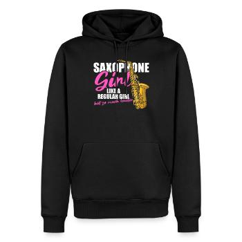 Fille saxophone Joueuse de saxophone - Sweat à capuche Premium bio Homme - noir - Devant - Nico (187cm)