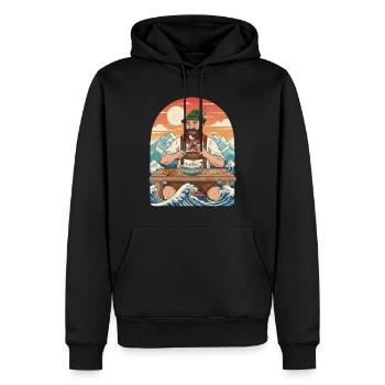Weißwurst Alpen Kawaii Anime - Sweat à capuche Premium bio Homme - noir - Devant - Nico (187cm)