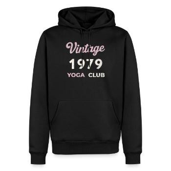 Vintage 1979 Yoga Club Retro Geburtsjahr Jahrgang - Männer Premium Bio Hoodie - Schwarz - Vorne - Nico (187cm)