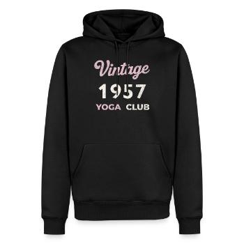 Vintage 1957 Yoga Club Retro Geburtsjahr Jahrgang - Männer Premium Bio Hoodie - Schwarz - Vorne - Nico (187cm)