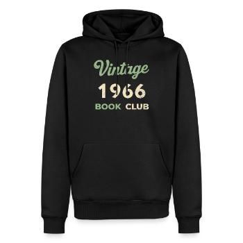 Cadeau rétro de l’année de naissance vintage du club de lecture 1966 - Sweat à capuche Premium bio Homme - noir - Devant - Nico (187cm)
