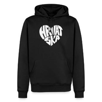 Lettrage du logo du cœur de Hrvatska, Croatie - Sweat à capuche Premium bio Homme - noir - Devant - Nico (187cm)