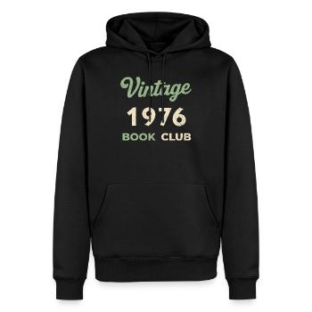 Cadeau rétro de l’année de naissance vintage du club de lecture 1976 - Sweat à capuche Premium bio Homme - noir - Devant - Nico (187cm)