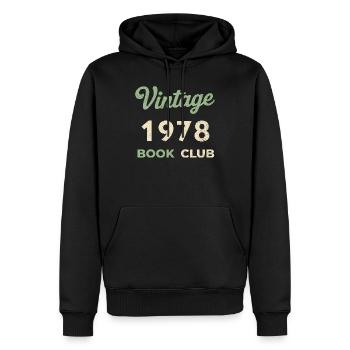Cadeau vintage de l’année de naissance rétro du club de lecture 1978 - Sweat à capuche Premium bio Homme - noir - Devant - Nico (187cm)