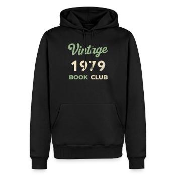 Cadeau rétro de l’année de naissance du club de lecture vintage 1979 - Sweat à capuche Premium bio Homme - noir - Devant - Nico (187cm)