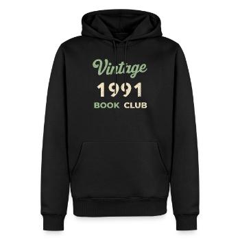 Cadeau rétro de l’année de naissance du club de lecture vintage 1991 - Sweat à capuche Premium bio Homme - noir - Devant - Nico (187cm)