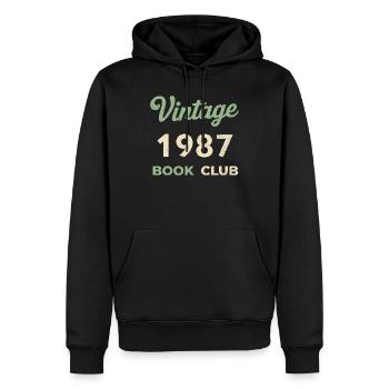 Cadeau rétro de l’année de naissance vintage du club de lecture 1987 - Sweat à capuche Premium bio Homme - noir - Devant - Nico (187cm)