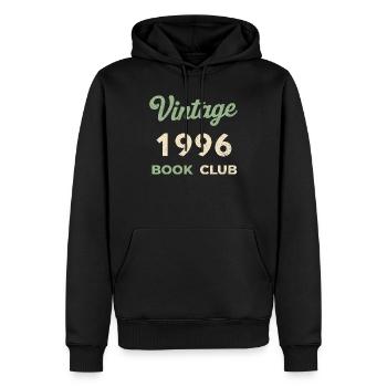 Cadeau rétro de l’année de naissance du club de lecture vintage 1996 - Sweat à capuche Premium bio Homme - noir - Devant - Nico (187cm)