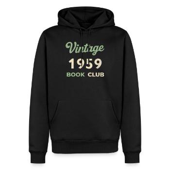 Cadeau rétro de l’année de naissance vintage du club de lecture 1959 - Sweat à capuche Premium bio Homme - noir - Devant - Nico (187cm)