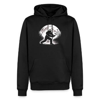 Bigfoot Tennisspieler - Männer Premium Bio Hoodie - Schwarz - Vorne - Nico (187cm)