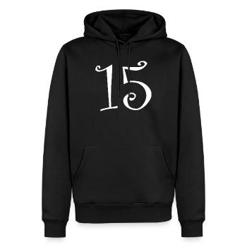 15. 15 ANS. 15e ANNIVERSAIRE. ANNIVERSAIRE 15 ANS. - Sweat à capuche Premium bio Homme - noir - Devant - Nico (187cm)