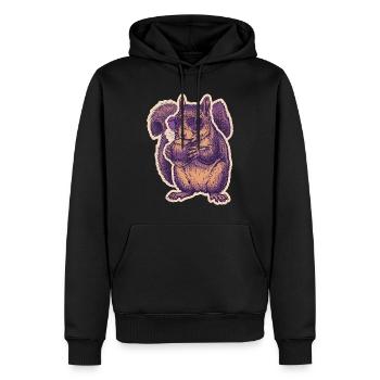 Écureuil aux lunettes de soleil grignotant des noisettes - Sweat à capuche Premium bio Homme - noir - Devant - Nico (187cm)