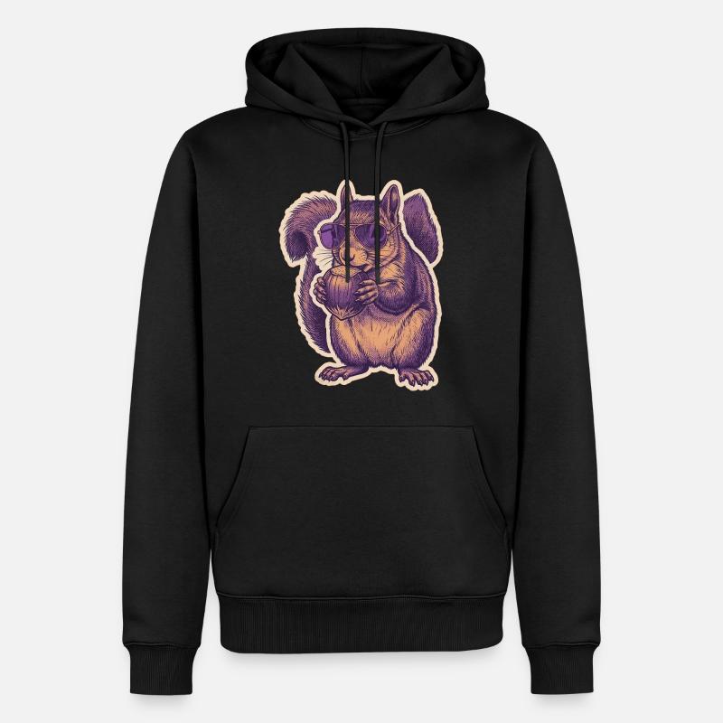 Eichhörnchen Mit Sonnenbrille Knabbert Haselnuss - Männer Premium Bio Hoodie - Schwarz