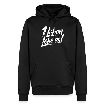 Du hast nur ein Leben – Lebe es - Männer Premium Bio Hoodie - Schwarz - Vorne - Nico (187cm)