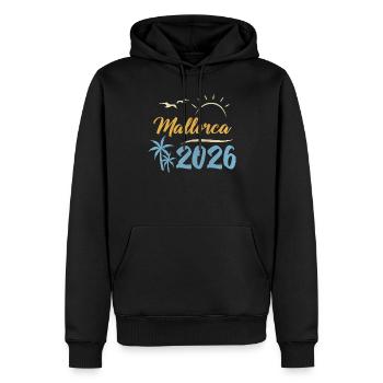 Mallorca 2026 - Männer Premium Bio Hoodie - Schwarz - Vorne - Nico (187cm)