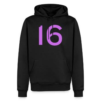 16 - Männer Premium Bio Hoodie - Schwarz - Vorne - Nico (187cm)