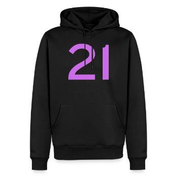 21 - Männer Premium Bio Hoodie - Schwarz - Vorne - Nico (187cm)