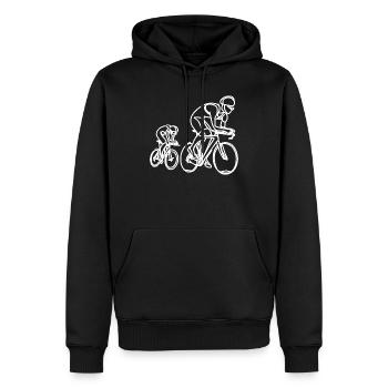 Radfahrer Zeichnung - Männer Premium Bio Hoodie - Schwarz - Vorne - Nico (187cm)