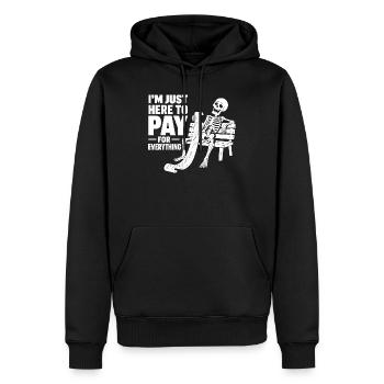 Je suis juste là pour payer tout ce qui touche à l’argent - Sweat à capuche Premium bio Homme - noir - Devant - Nico (187cm)