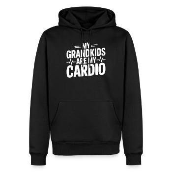 Mes petits-enfants sont mon cardio - Sweat à capuche Premium bio Homme - noir - Devant - Nico (187cm)