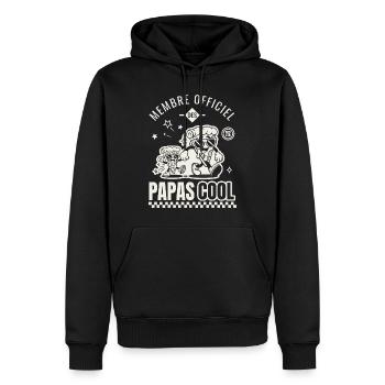 Papa cool club pizza cadeau fête des pères - Sweat à capuche Premium bio Homme - noir - Devant - Nico (187cm)