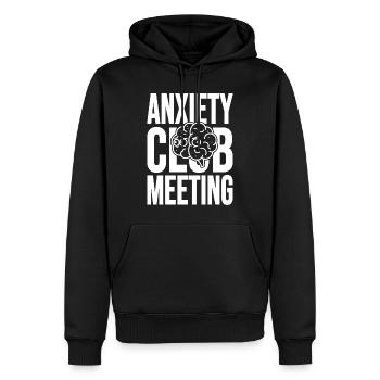 Anxiety Club Meeting mit Gehirn - Männer Premium Bio Hoodie - Schwarz - Vorne - Nico (187cm)
