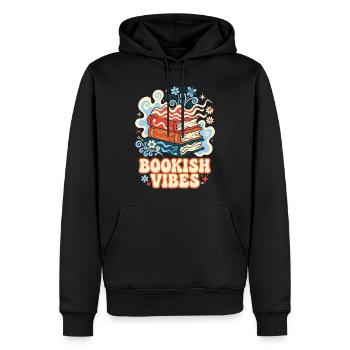Bookish Vibes Retro Bücher - Männer Premium Bio Hoodie - Schwarz - Vorne - Nico (187cm)