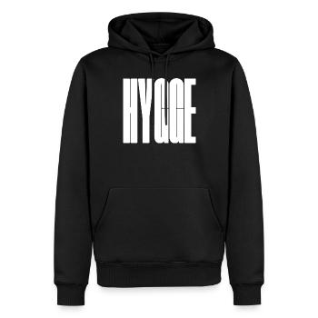 Hygge Bold Wordmark Graphic Tee - Men’s Premium Organic Hoodie - black - Front - Nico (187cm)