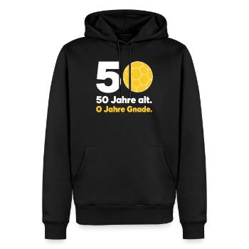 50. Geburtstag Handball – 0 Jahre Gnade - Männer Premium Bio Hoodie - Schwarz - Vorne - Nico (187cm)