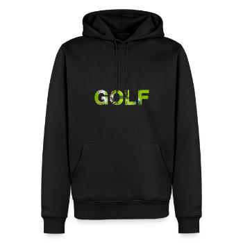 golf,schrift,typo,sport - Männer Premium Bio Hoodie - Schwarz - Vorne - Nico (187cm)